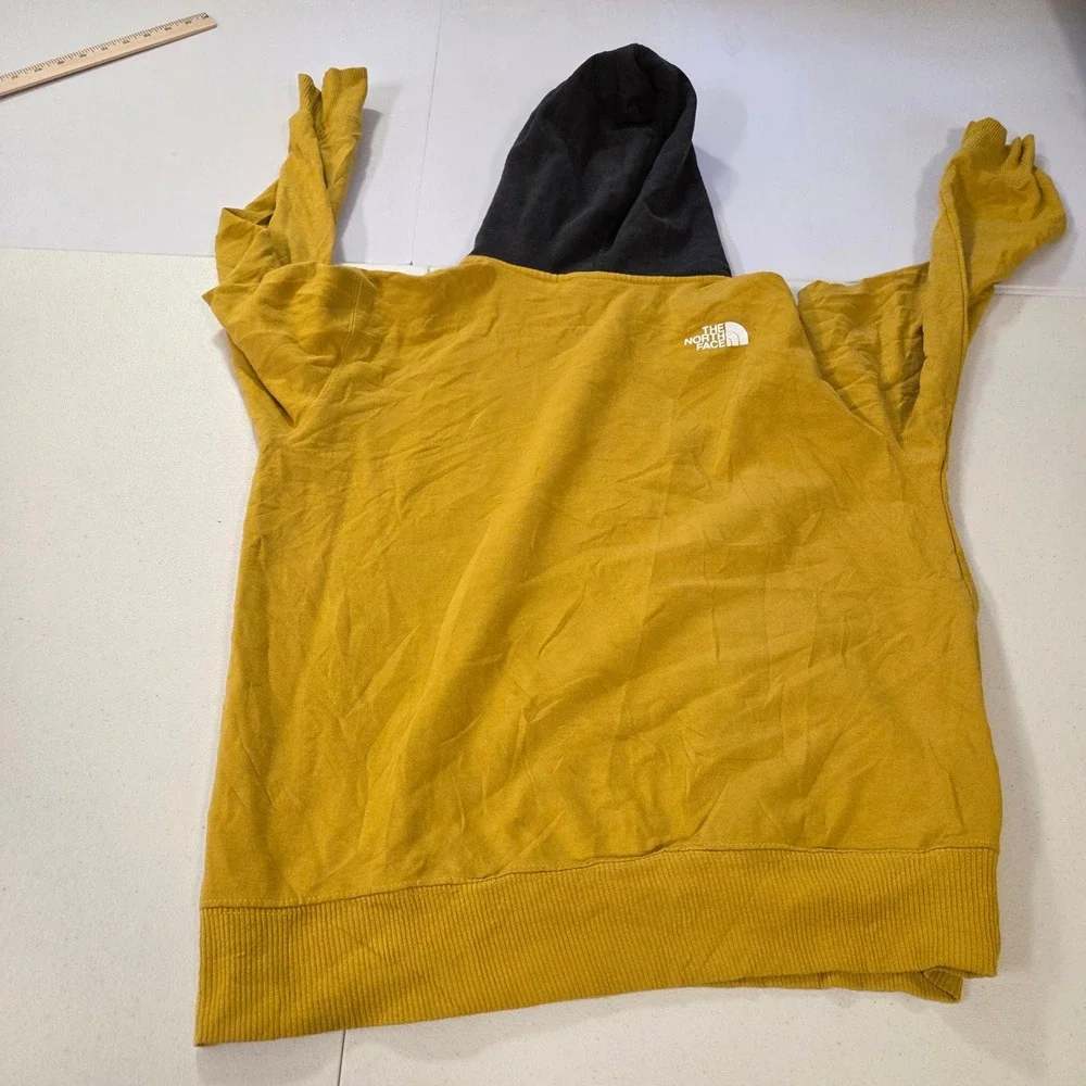 The North Face Mens Yellow Black Graphic Logo Pullover Hoodie Size M Outdoor